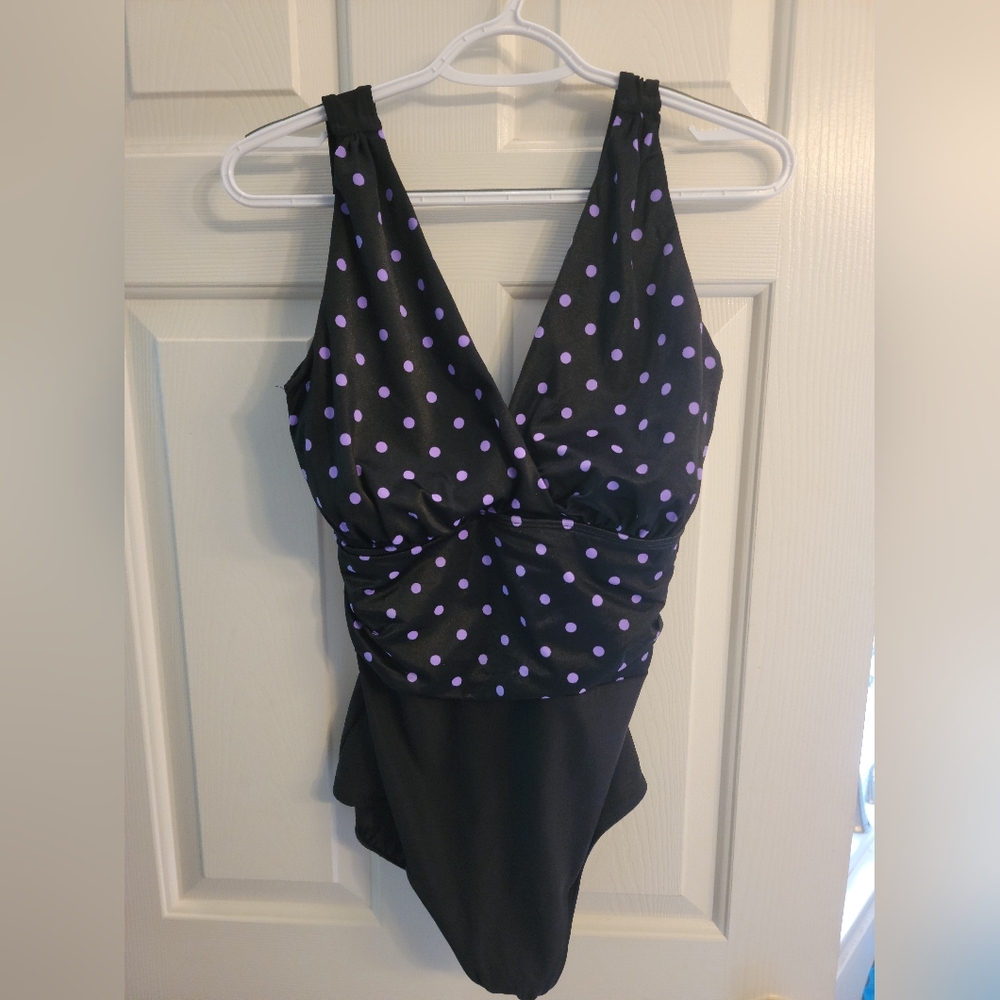 Black and Purple Polka Dot Swimsuit